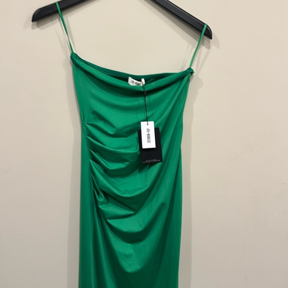 Green dress strapless long 
xs